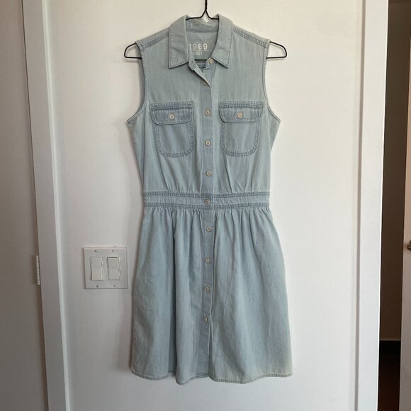 Gap 1969 Denim Dropwaist Denim Button up Dress - Picture 1 of 3